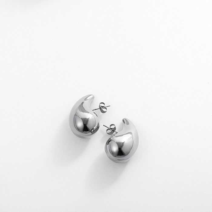 1 Pair Retro Simple Style Water Droplets Plating Stainless Steel  18K Gold Plated Ear Studs