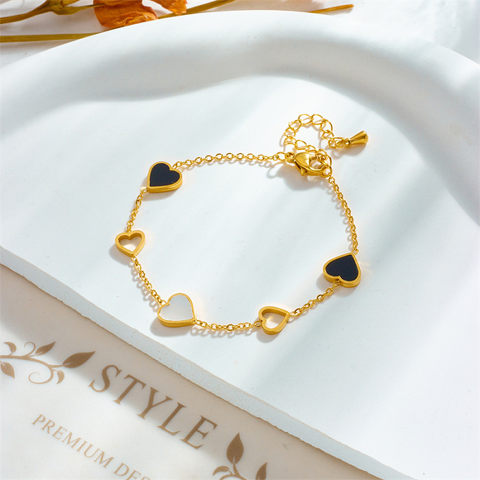Wholesale Korean Style Heart Shape Titanium Steel Plating 18K Gold Plated Bracelets