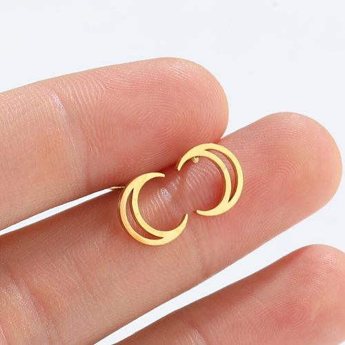 Fashion Moon Stainless Steel Ear Studs Plating No Inlaid Stainless Steel  Earrings