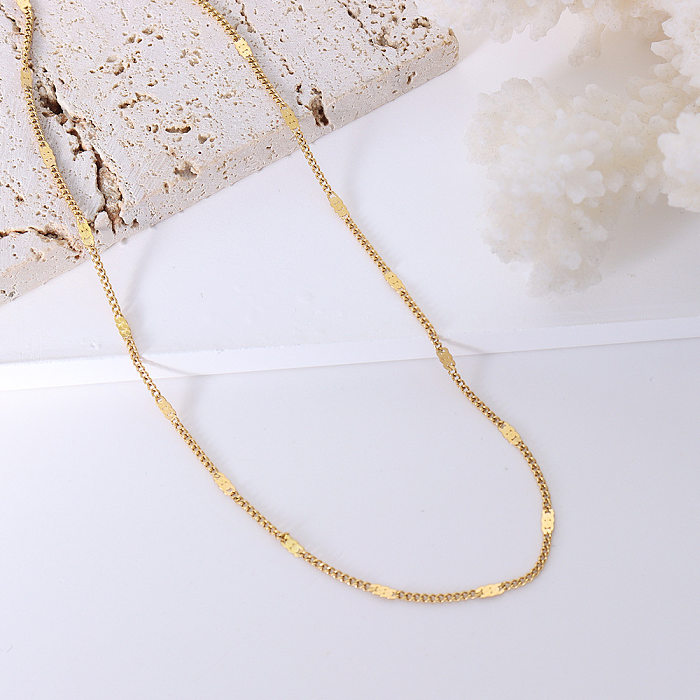 Simple Stainless Steel Plated 18K Gold Jewelry Bare Chain Necklace
