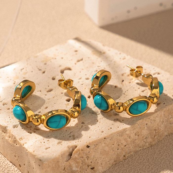 1 paire de boucles d'oreilles pendantes en acier inoxydable et Zircon plaqué or 18 carats, Style Vintage, Style Simple, incrustation de cornes