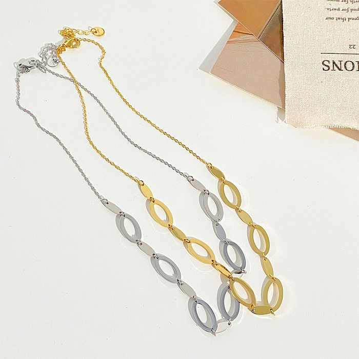 Fashion Hollow Oval Chain Stainless Steel  Necklace