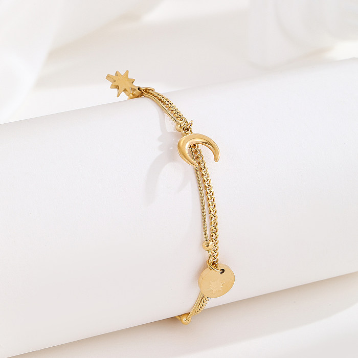 Wholesale Vintage Style Solid Color Stainless Steel Plating 18K Gold Plated Bracelets