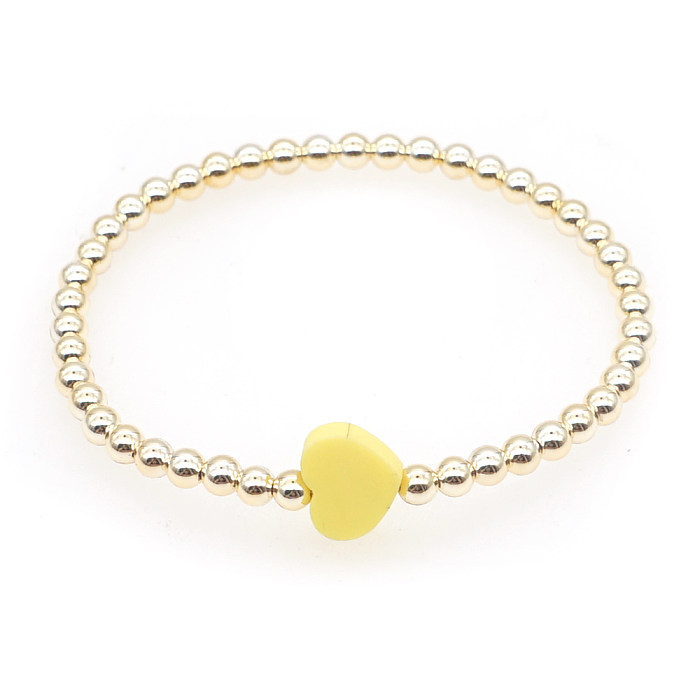 1 pièce de bracelets de perles en acier inoxydable en forme de cœur