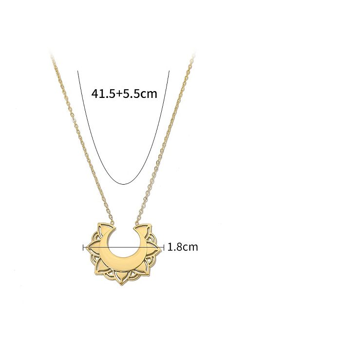 Vacation Flower Stainless Steel  Stainless Steel Plating 18K Gold Plated Pendant Necklace