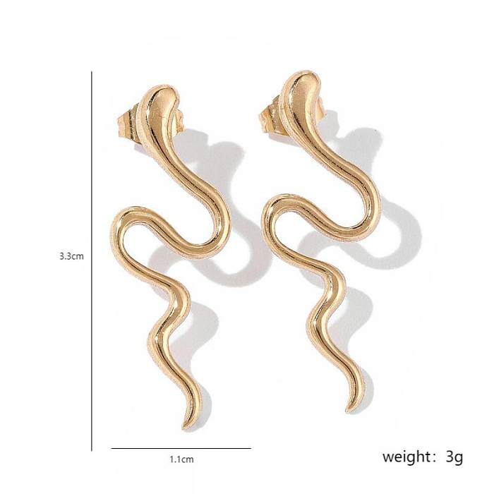 1 Pair Elegant Snake Polishing Plating Stainless Steel  18K Gold Plated White Gold Plated Ear Studs