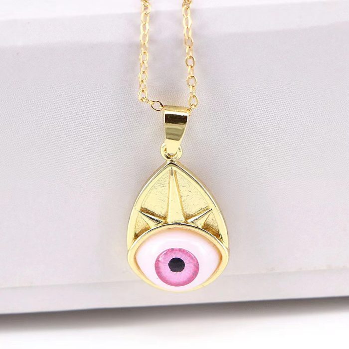 IG Style Devil'S Eye Stainless Steel  Plating Inlay Resin Pendant Necklace