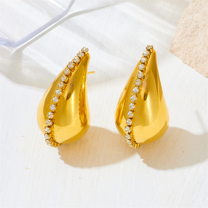 1 par de punhos de orelha banhados a ouro de aço inoxidável com revestimento de cor sólida estilo simples