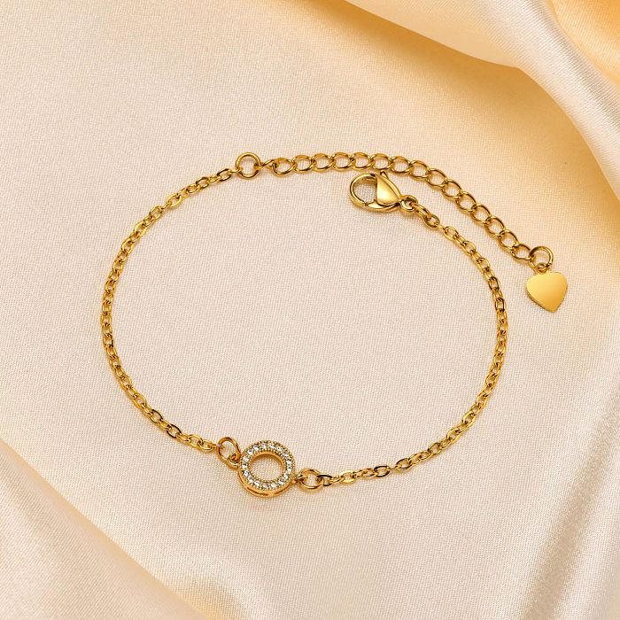 Pulseiras folheadas a ouro de aço inoxidável do zircão da forma simples do coração do estilo no volume