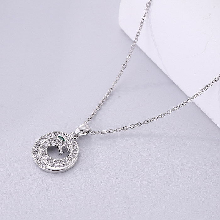 Casual Streetwear Snake Stainless Steel  Plating Inlay Zircon Silver Plated Pendant Necklace