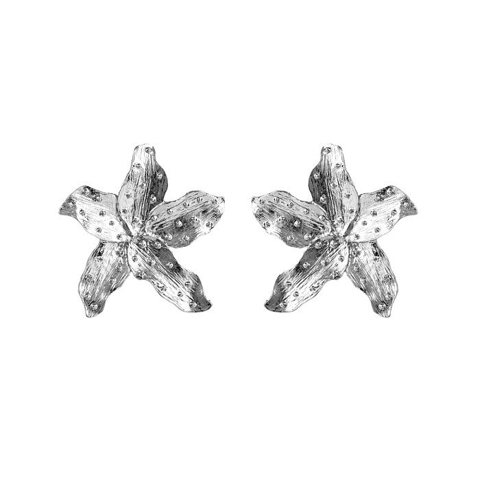 1 paire de clous d'oreilles en alliage d'acier inoxydable plaqué or et argent, plaqué étoile de mer artistique exagéré