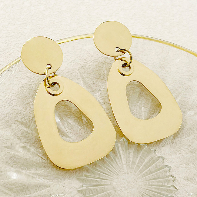 1 Pair Vintage Style Simple Style Irregular Polishing Plating Hollow Out Stainless Steel  Gold Plated Drop Earrings