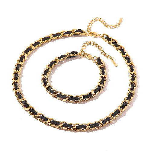 Fashion Geometric Pu Leather Stainless Steel Plating Necklace