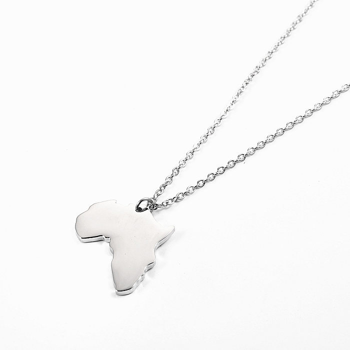 18K Fashion Simple Africa Map Stainless Steel  Necklace Wholesale jewelry