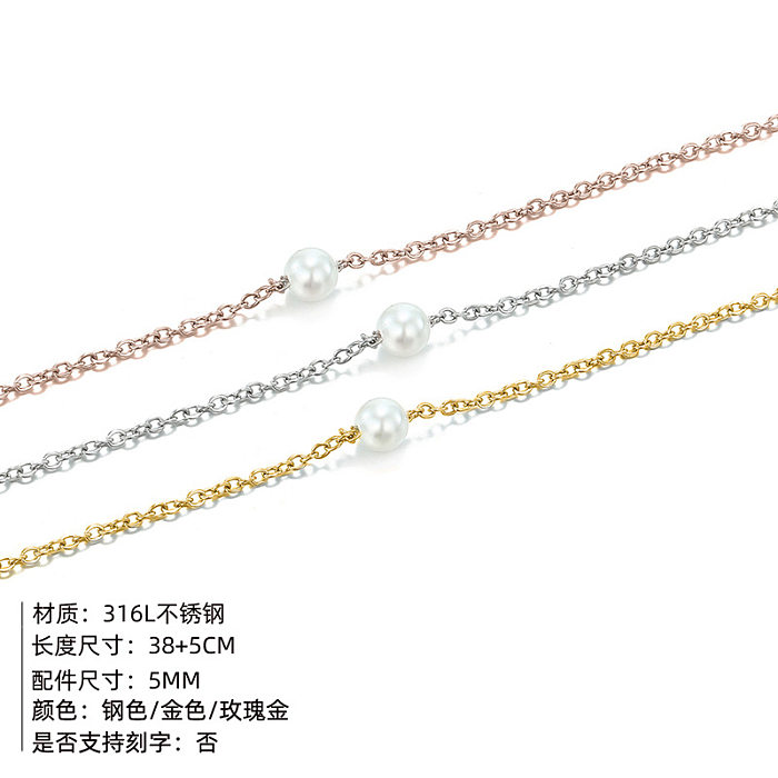 Accessoires d'explosion pendentif perle Simple, collier en acier inoxydable plaqué or, chaîne de clavicule, Distribution de bijoux en gros