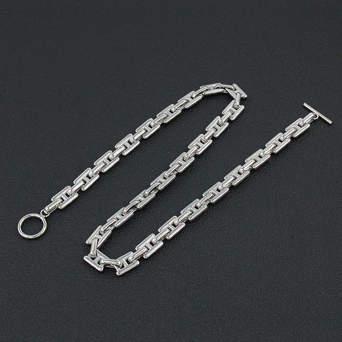 Colar de pulseiras geométricas de aço inoxidável estilo vintage, 1 peça