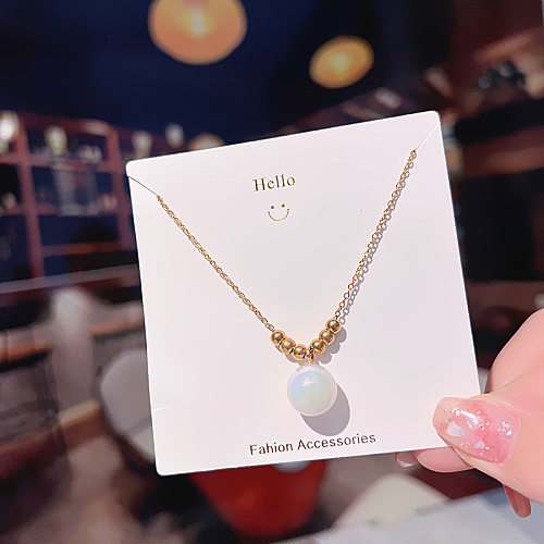 Elegant Lady Geometric Imitation Pearl Stainless Steel Pendant Necklace