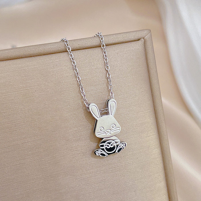 Lady Animal Stainless Steel Plating Pendant Necklace