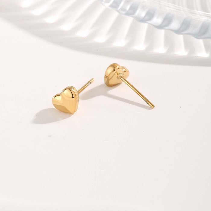 1 par de pendientes chapados en oro de acero inoxidable chapados en perlas con forma de corazón redondo elegante y Glam