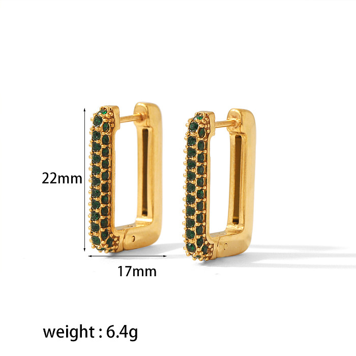 1 Pair Simple Style Square Polishing Plating Inlay Stainless Steel  18K Gold Plated Earrings