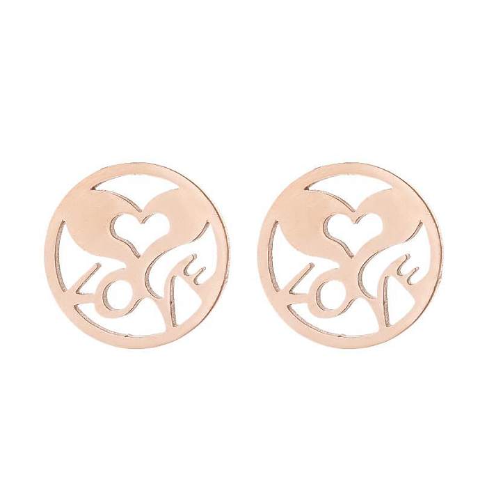 1 Pair Simple Style Heart Shape Stainless Steel  Plating Earrings