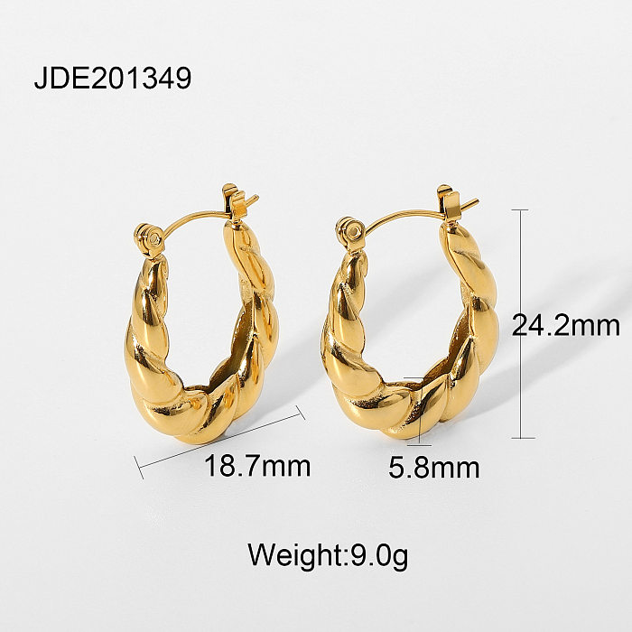 New Twisted Croissant Gold-plated Stainless Steel  Hoop Earrings