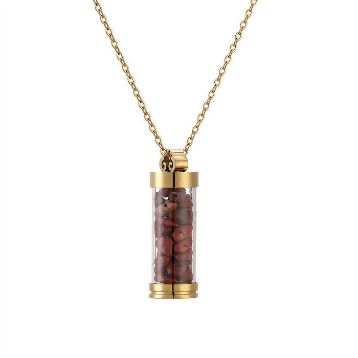 Casual Vintage Style Geometric Stainless Steel  Gravel Plating 18K Gold Plated Pendant Necklace