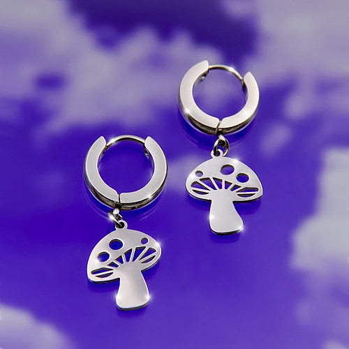 Retro Smiley Face Bird Stainless Steel  Drop Earrings Hollow Out Stainless Steel  Earrings