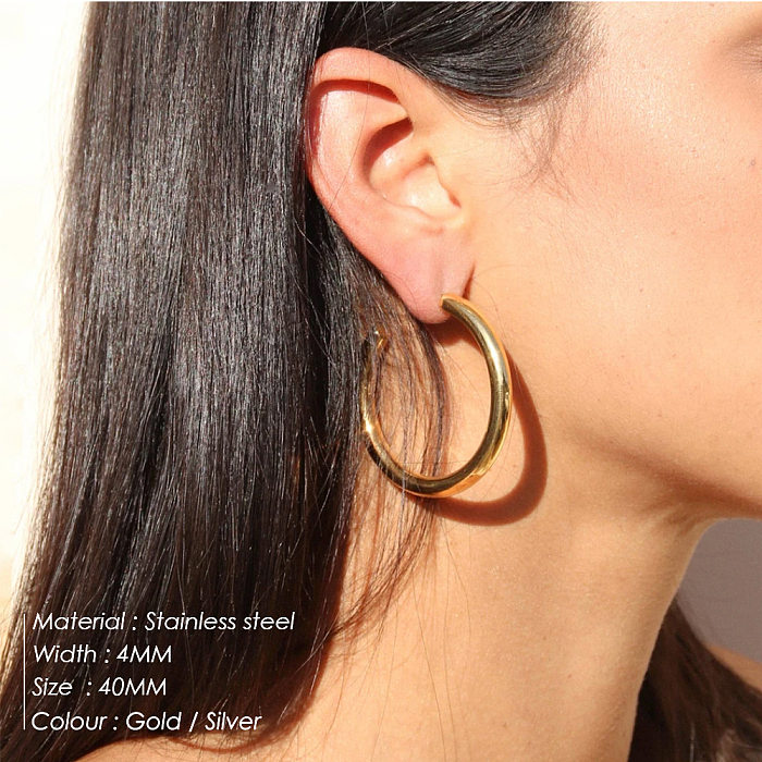 Fashion Geometric Stainless Steel  Hoop Earrings Plating Stainless Steel  Earrings