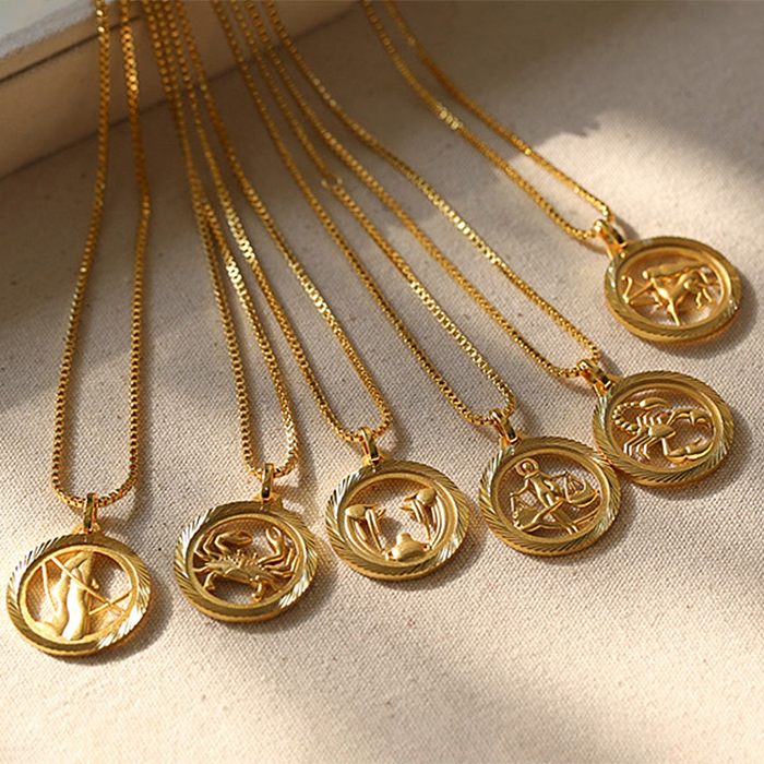 1 Piece Retro Constellation Stainless Steel  Plating Pendant Necklace