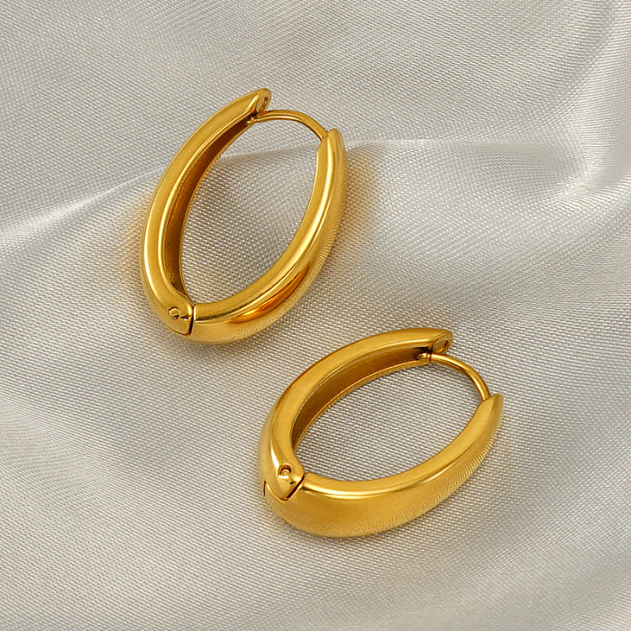 1 par de brincos elegantes glam retrô em formato de U, banhados a ouro 18K, aço inoxidável