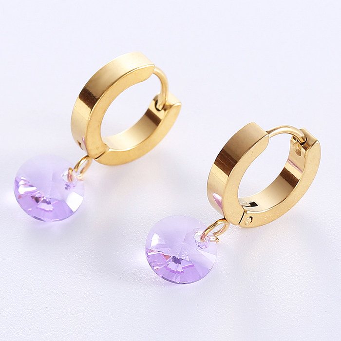 1 Pair Casual Sweet Geometric Plating Inlay Stainless Steel  Zircon 18K Gold Plated Drop Earrings