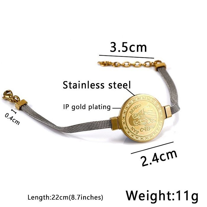 Bracelets de placage en acier titane rond humain de style simple 1 pièce