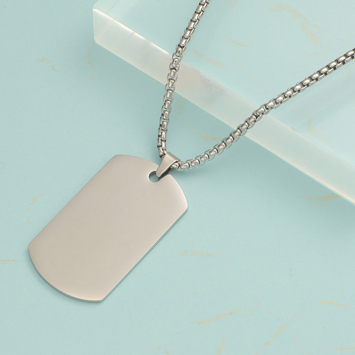 Hip-Hop Square Stainless Steel Plating Pendant Necklace