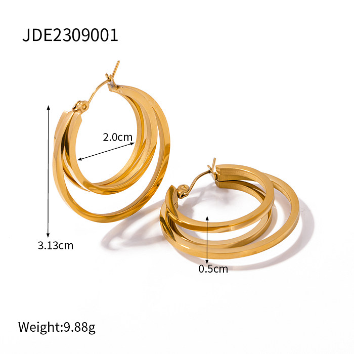 1 Paar IG Style Kreisplattierte Edelstahl-Ohrringe mit 18-Karat-Vergoldung