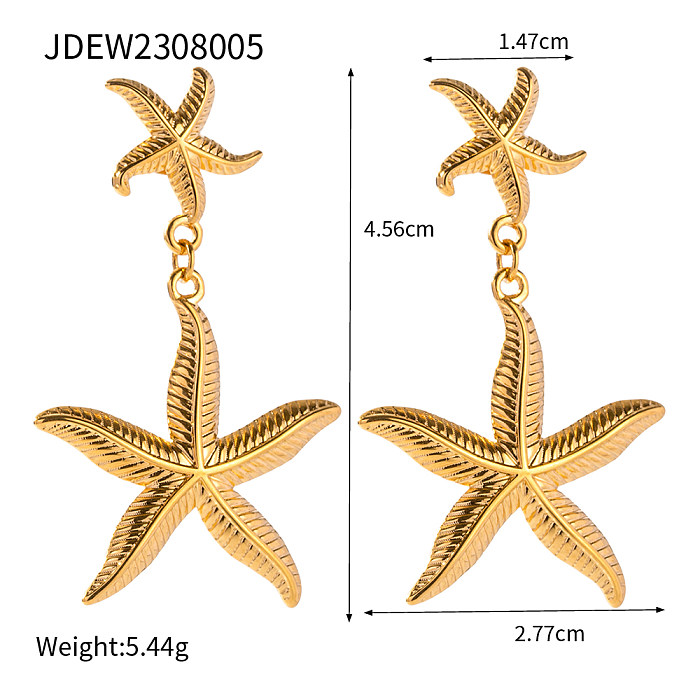 1 par de brincos de gota banhados a ouro 18K estilo simples estilo IG estrela do mar
