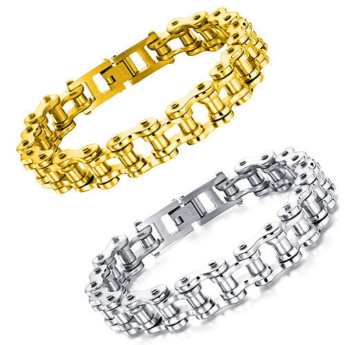 Bracelets plaqués or en acier titane de couleur unie, style simple, vente en gros
