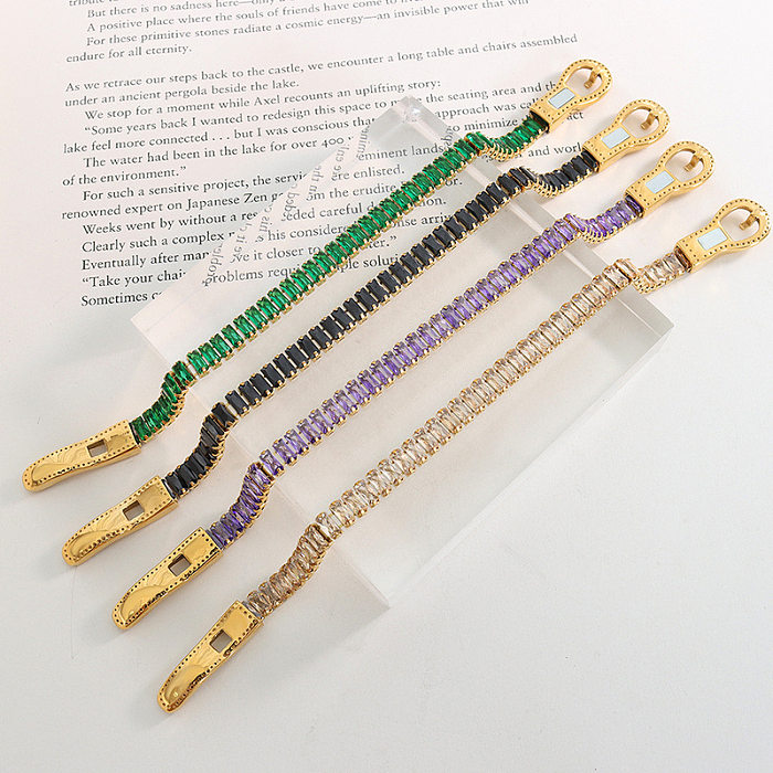 Bracelets en acier titane et Zircon, Style Simple, couleur unie, vente en gros