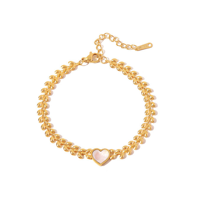 Bracelets de coquille plaqués or en acier inoxydable en forme de cœur à la mode