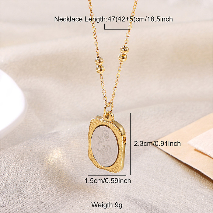 Elegant Luxurious Shiny Portrait Moon Rose Stainless Steel  Plating 18K Gold Plated Pendant Necklace