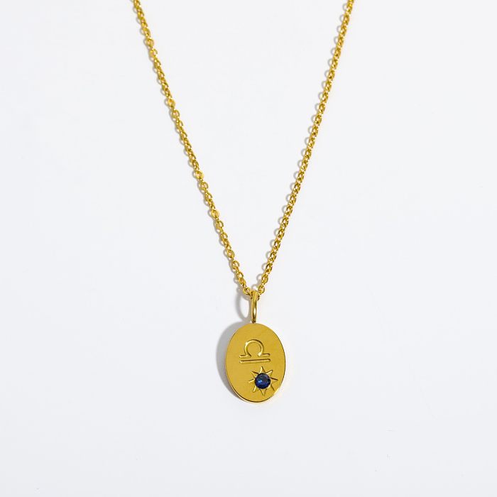 Collier pendentif Constellation rétro en acier inoxydable, plaqué or 18 carats, Zircon, vente en gros