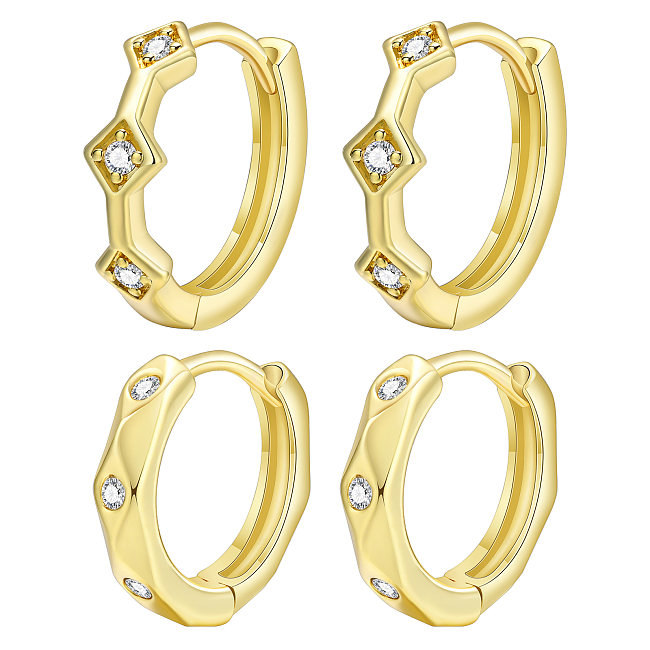 1 Pair Vintage Style Simple Style Geometric Plating Inlay Stainless Steel  Zircon Gold Plated Earrings