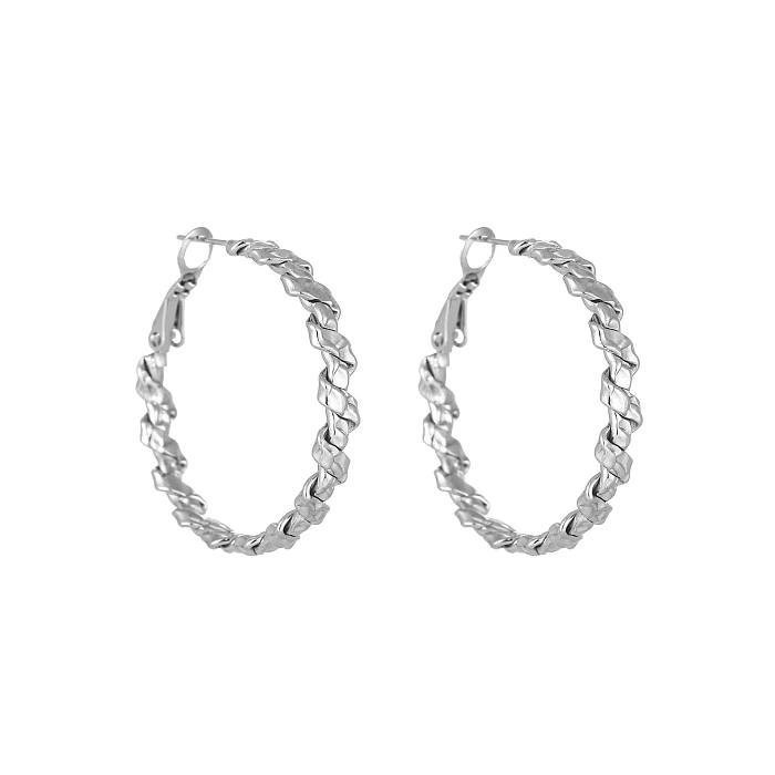 1 Pair Streetwear Solid Color Plating Stainless Steel  Hoop Earrings
