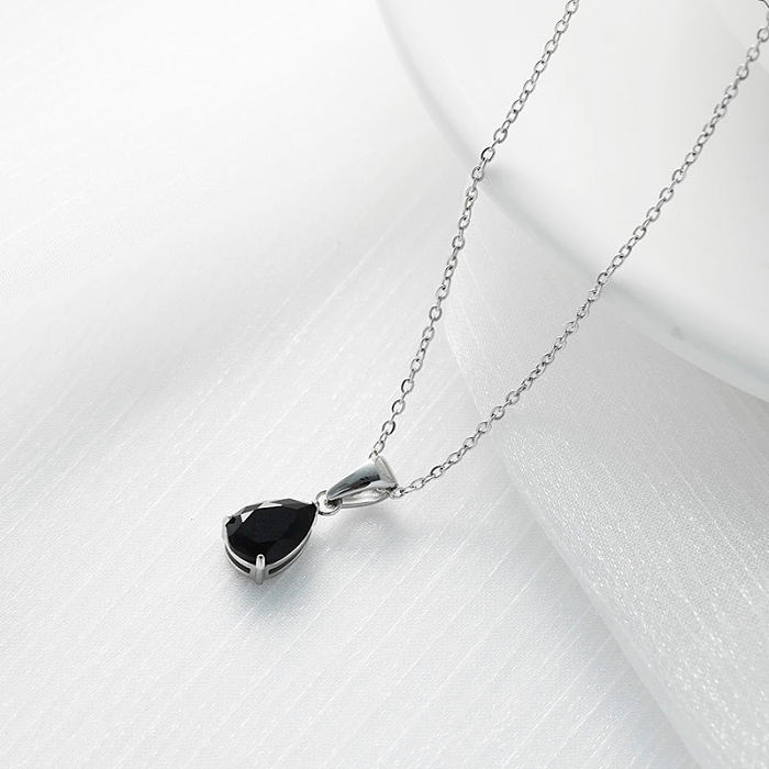 Fashion Water Droplets Stainless Steel Necklace Inlay Zircon Stainless Steel  Necklaces