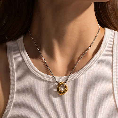 Collier de perles artificielles plaqué or 18 carats en acier inoxydable géométrique élégant de style IG en vrac