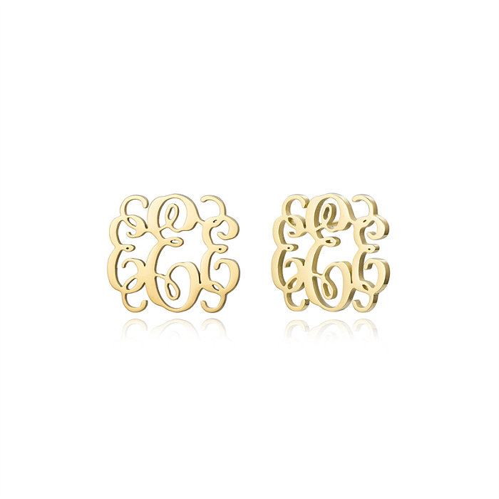 1 Piece Simple Style Letter Plating Stainless Steel  Stainless Steel 18K Gold Plated Ear Studs