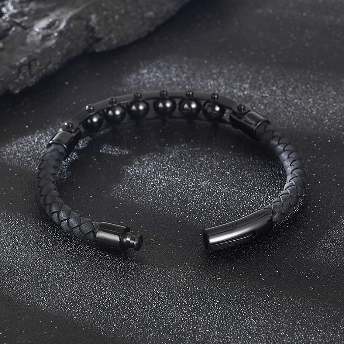 Wholesale Streetwear Round Titanium Steel Braid Bracelets