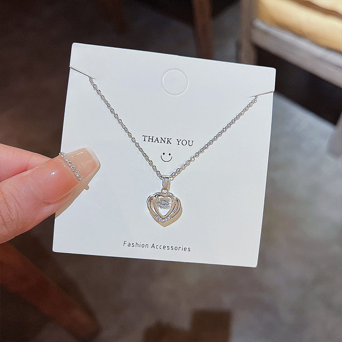 Fashion Star Heart Shape Crown Edelstahl Inlay Rhinestones Pendant Necklace