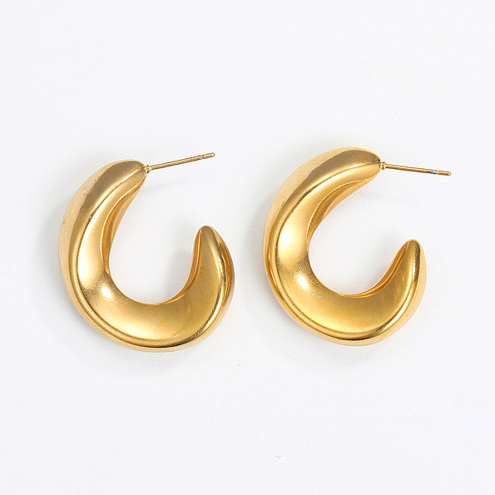 1 Pair Classic Style Semicircle Quadrilateral Round Plating Stainless Steel  Gold Plated Drop Earrings