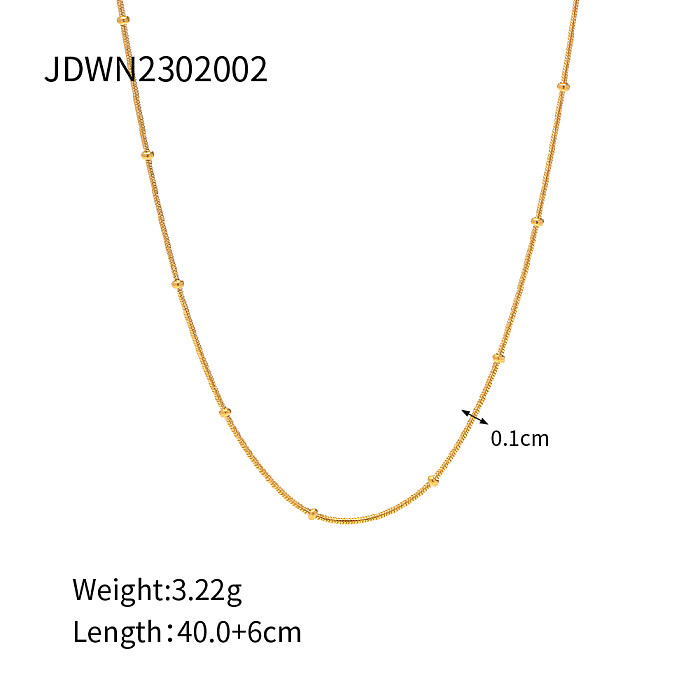 Simple Style Round Stainless Steel  Plating 18K Gold Plated Necklace